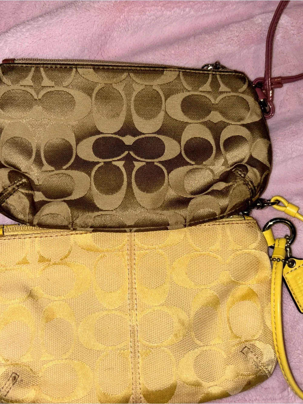 Coach Signature Wristlet Duo in Yellow and Pink-Brown